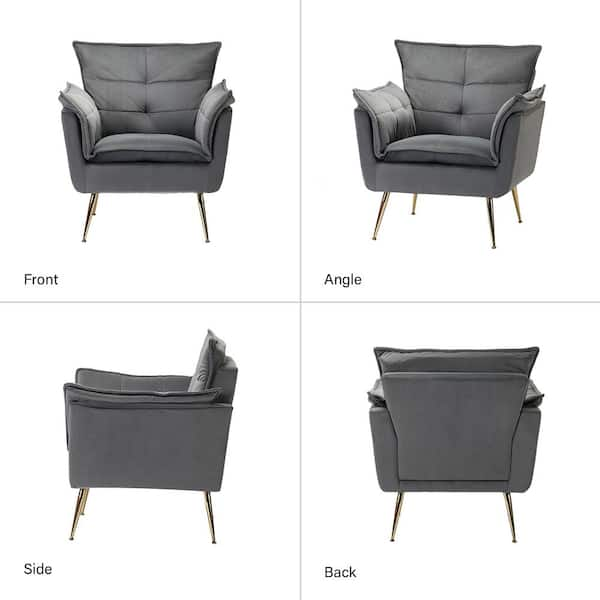 JAYDEN CREATION Mδ nico Contemporary and Classic Grey Armchair with Metal ( Set of 2) CHWH0284-GREY-S2 - The Home Depot