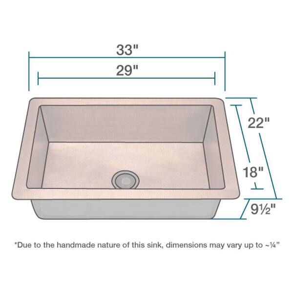 Mr Direct Undermount Copper 33 In Single Bowl Kitchen Sink 903 The Home Depot