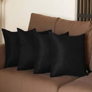 Decorative Farmhouse Black 18 in. x 18 in. Square Solid Color Throw Pillow Set of 4