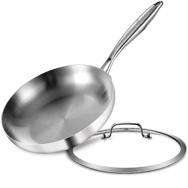11 in. Tri-Ply Stainless Steel Skillet with Glass Lid and Detachable Handle, Dishwasher and Oven Safe