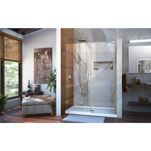 Dreamline Unidoor 54 To 55 In X 72 Frameless Hinged Shower Door Brushed Nickel Shdr 20547210 04 Frameless Hinged Shower Door, 55 Inch Sliding Shower Door