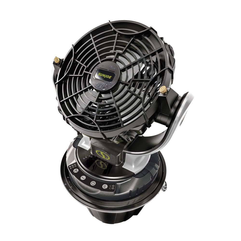 Black and Gray Portable Cordless Misting Fan with 6-Gallon Bucket