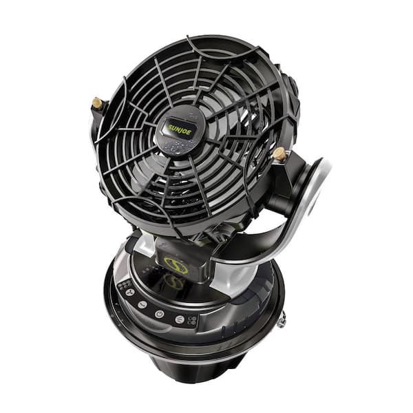 Sun Joe 24V IONMAX Cordless Indoor/Outdoor 15in. Personal Misting Fan Kit in Black and Green