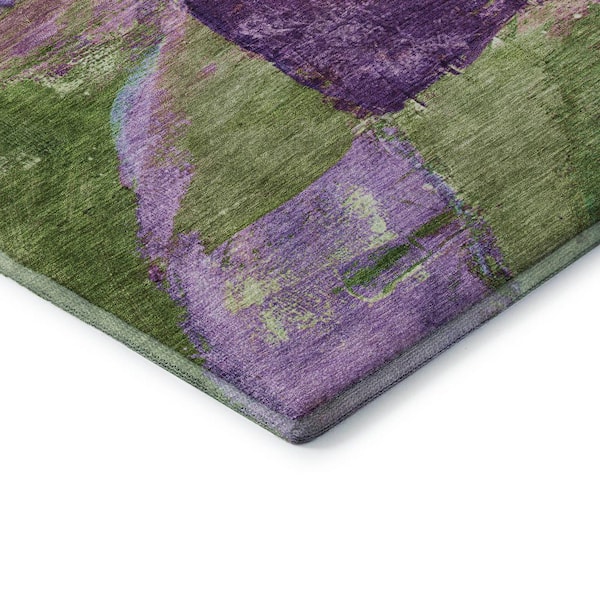 Mayfield Premium Machine Washable Abstract AMF2040 Purple 3 ft. x 5 ft. Area Rug
