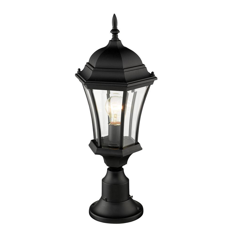 Black Aluminum Traditional Outdoor Pier Mount Light with Clear Glass