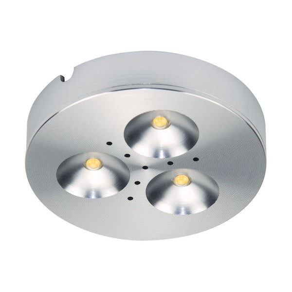 TriVue Soft-White (3000K) Dimmable Integrated LED Puck Light /Recessed Downlight, Aluminum Finish