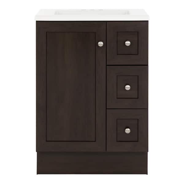 Bannister 25 in. Single Sink Dusk Bath Vanity with White Cultured Marble Top (Assembled)