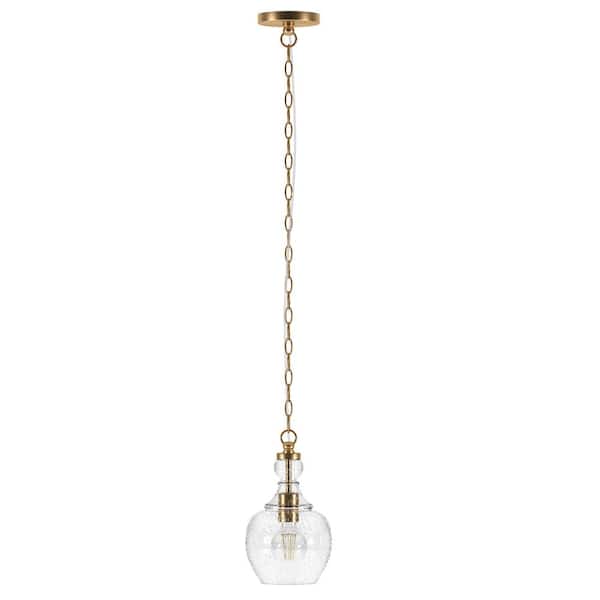 Meyer&Cross Verona 1-Light Brushed Brass Pendant with Seeded Glass Shade