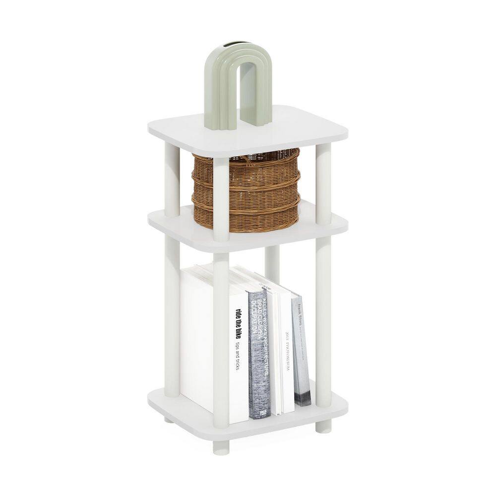 Just 13.15 in. White/White Rounded Rectangle Wood End Table - thumbnail 5