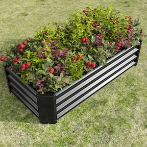 4 x 2 x 1 ft. Black Galvanized Steel Rectangular Outdoor Raised Beds Garden Planter Box for Vegetables, Flowers, Herbs