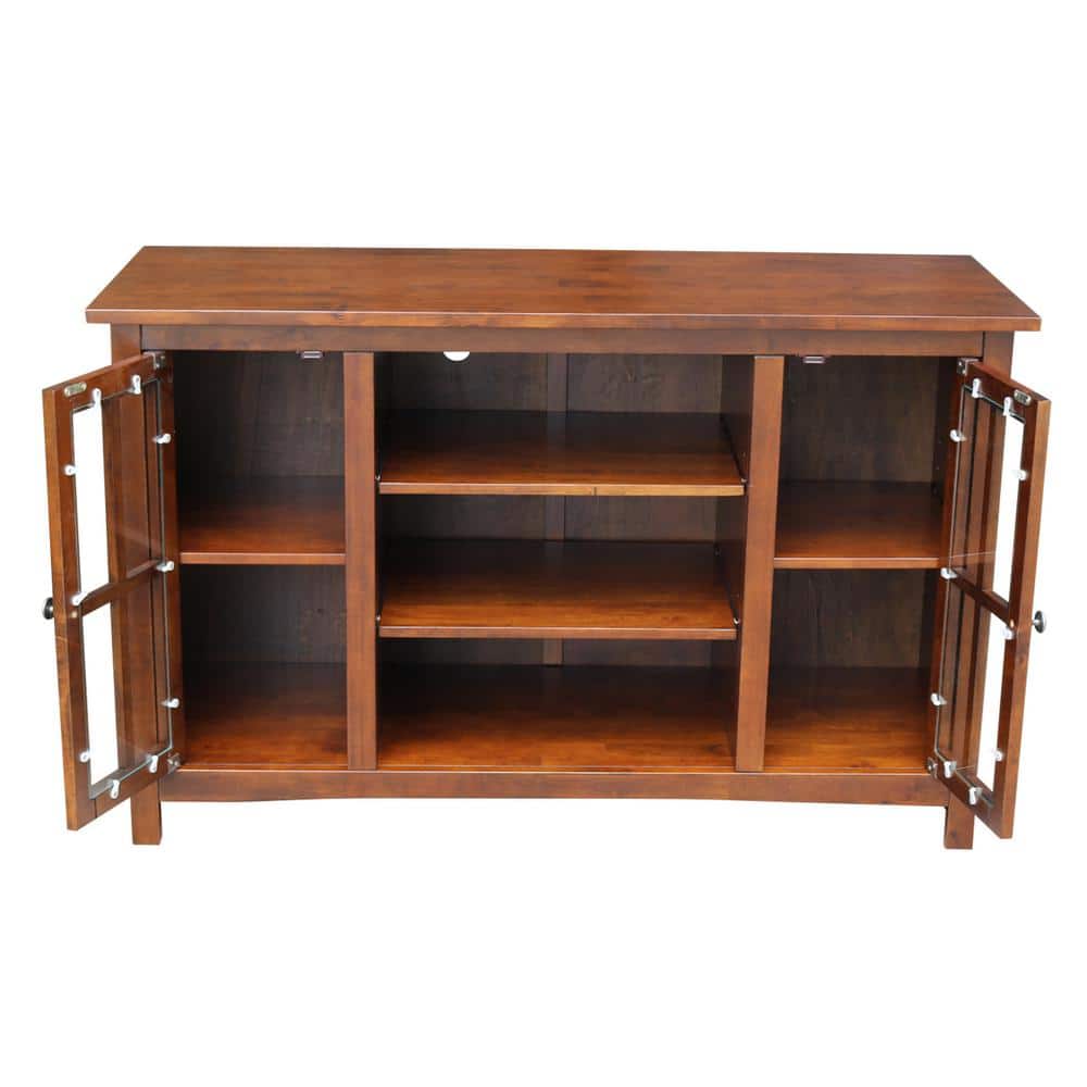 Espresso Solid Wood 48" Media Console with Cabinet