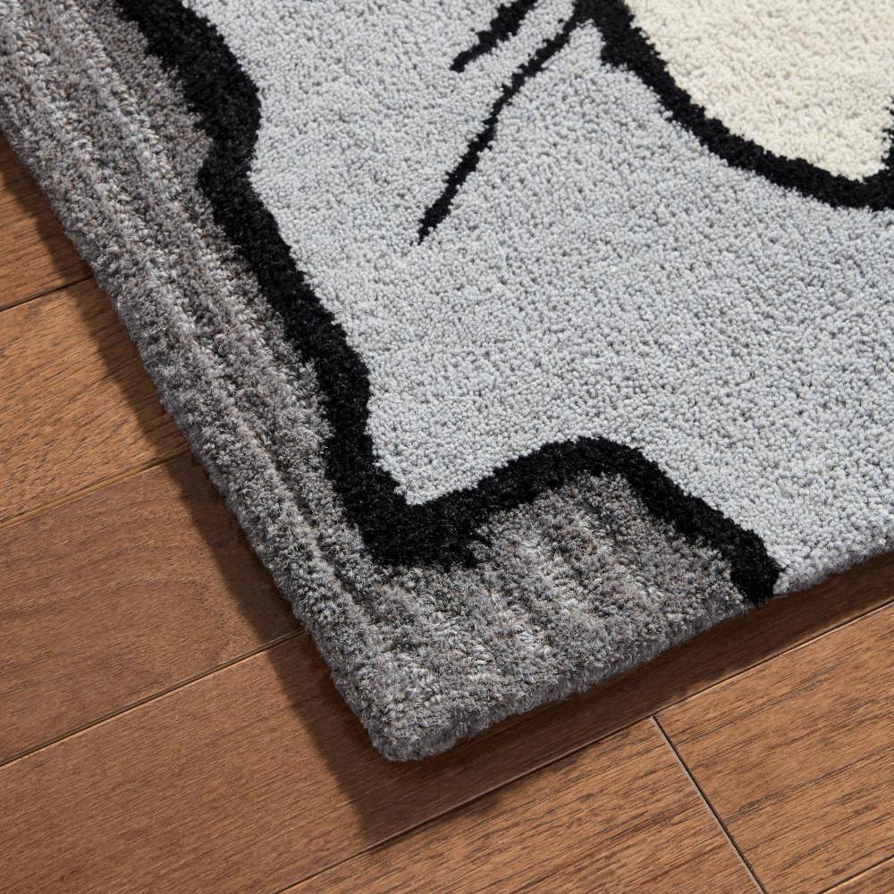 Gray Floral Handmade Wool and Viscose 6' x 9' Area Rug