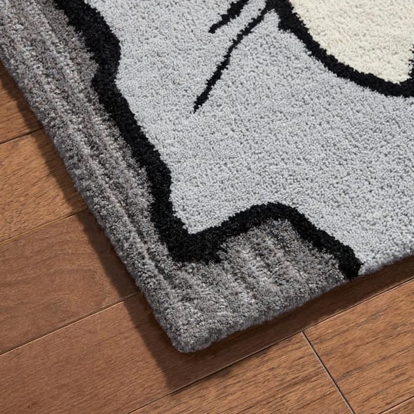 Flora Grandeur Bloom Handcrafted Wool Area Rug Grey 6 ft. x 9 ft.