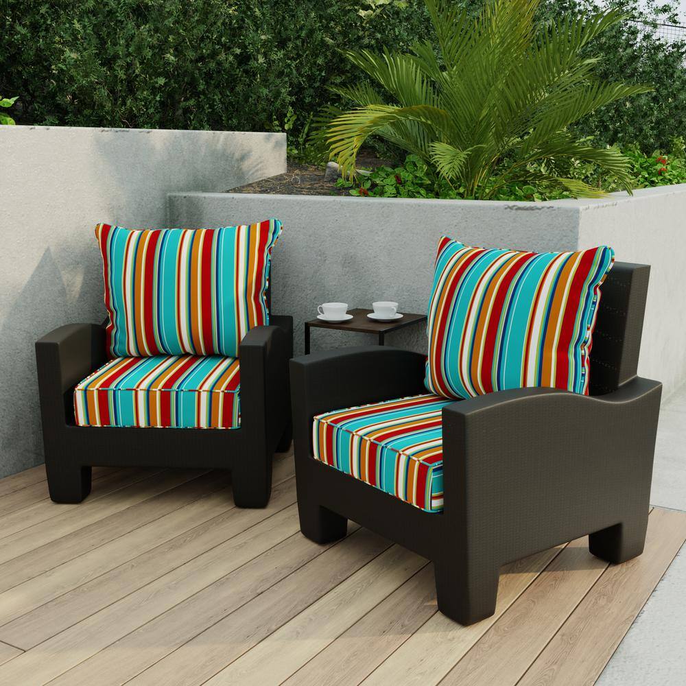Covert Fiesta Multicolor Stripe Outdoor Deep Seat Chair Cushion Set