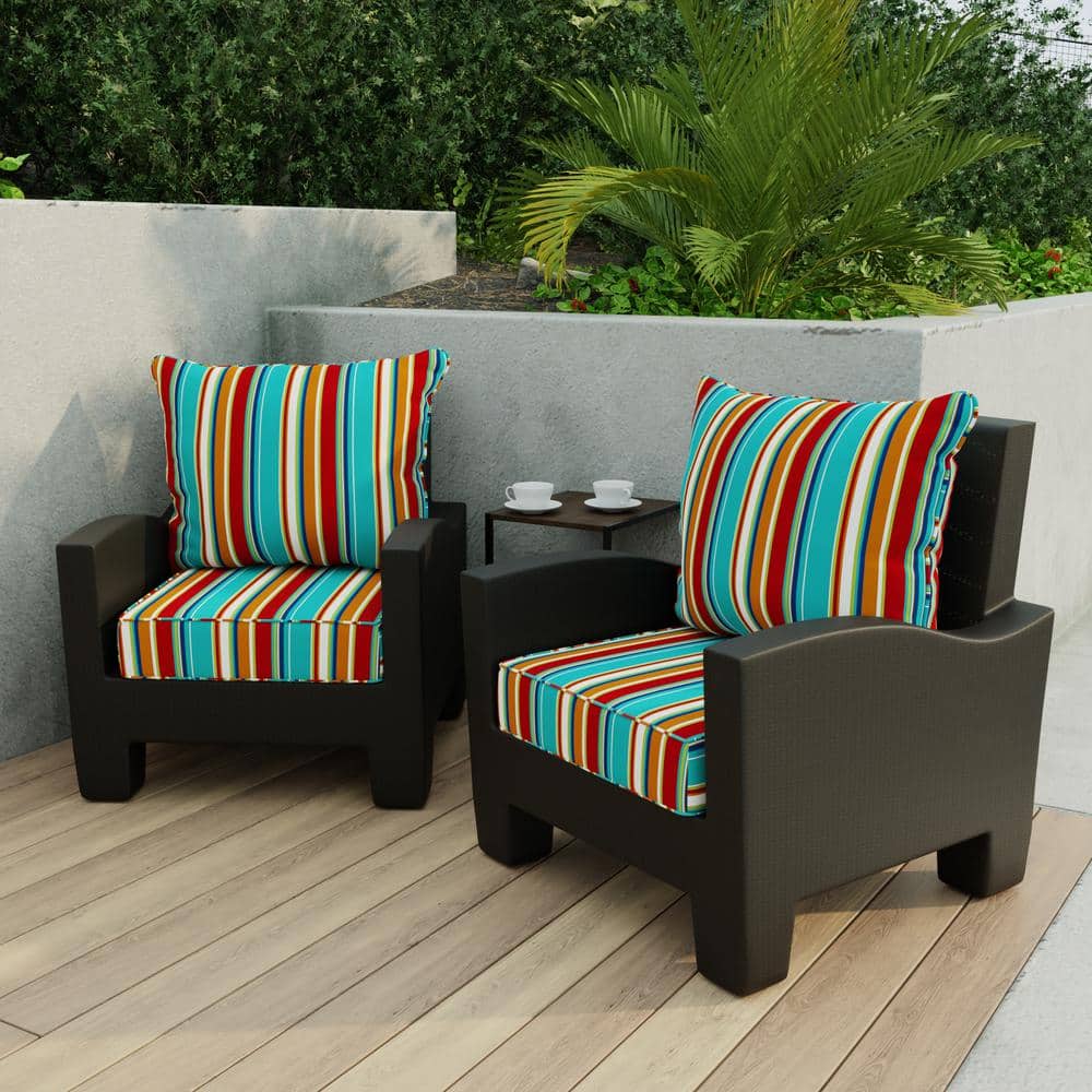 Covert Fiesta Multicolor Stripe Outdoor Deep Seat Chair Cushion Set