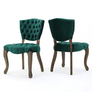 Bates Dark Green Velvet Dining Chairs (Set of 2)