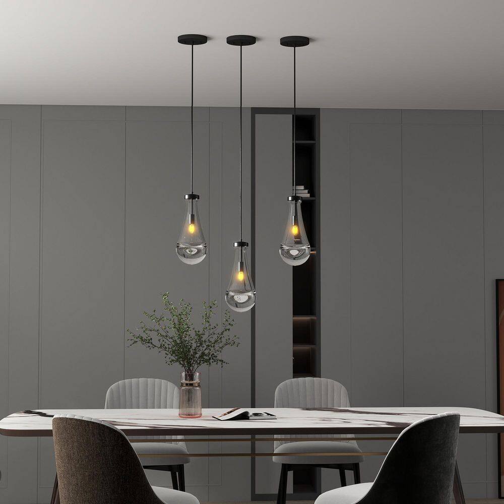 1 Light Black Pendant Light with Clear Glass Teardrop Shade and Adjustable Cord price history on PriceWatchPro