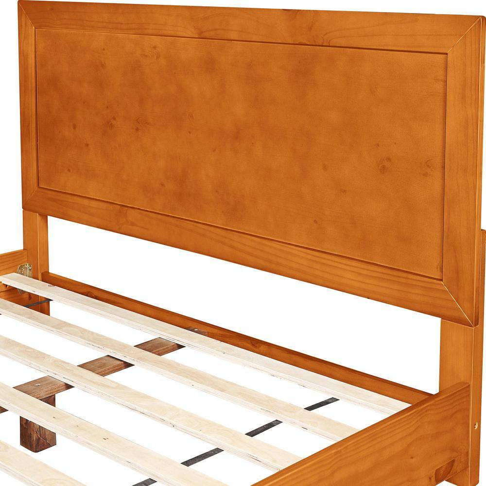 Modern Cherry Queen Platform Bed with Paneled Headboard