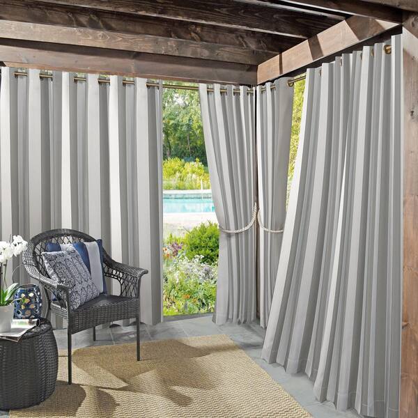 Sun Zero Valencia 54 in. W x 84 in. L Indoor/Outdoor Grommet Semi-Opaque Curtain Panel in Grey