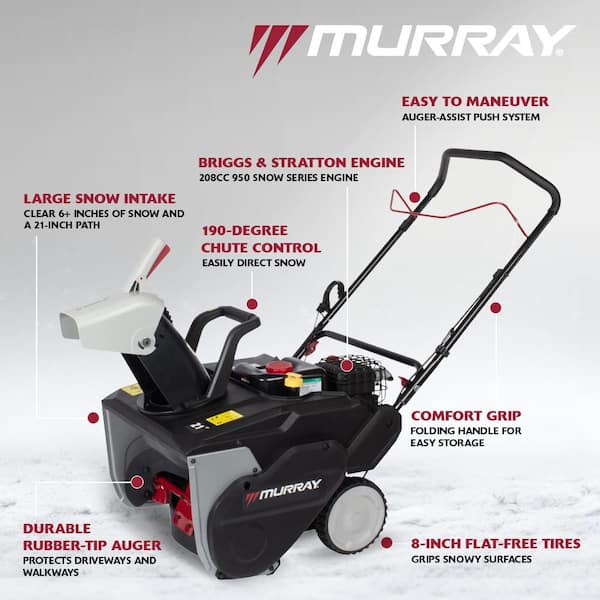 Murray 21 208cc Auger-Propelled Single-Stage Gas Snow Blower