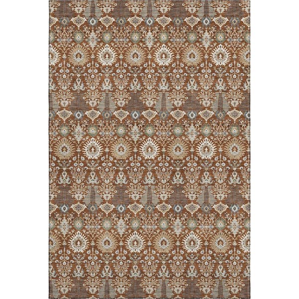 Mayfield Premium Machine Washable Abstract AMF2251 Paprika 3 ft. x 5 ft. Area Rug