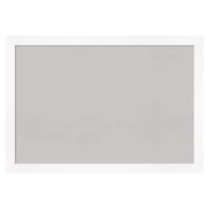 Cabinet White Narrow Framed Grey Corkboard 39 in. x 27 in Bulletin Board Memo Board