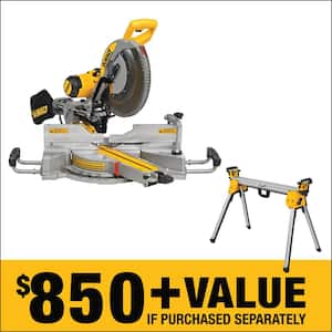 15 Amp Corded 12 in. Double Bevel Sliding Compound Miter Saw Kit with Compact Miter Saw Stand with 500 lbs. Capacity