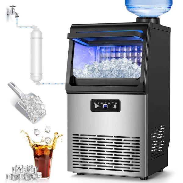 13.5 in. 80 lb. /24H Freestanding Full Size Cubes Ice Commercial Ice Maker in Stainless Steel