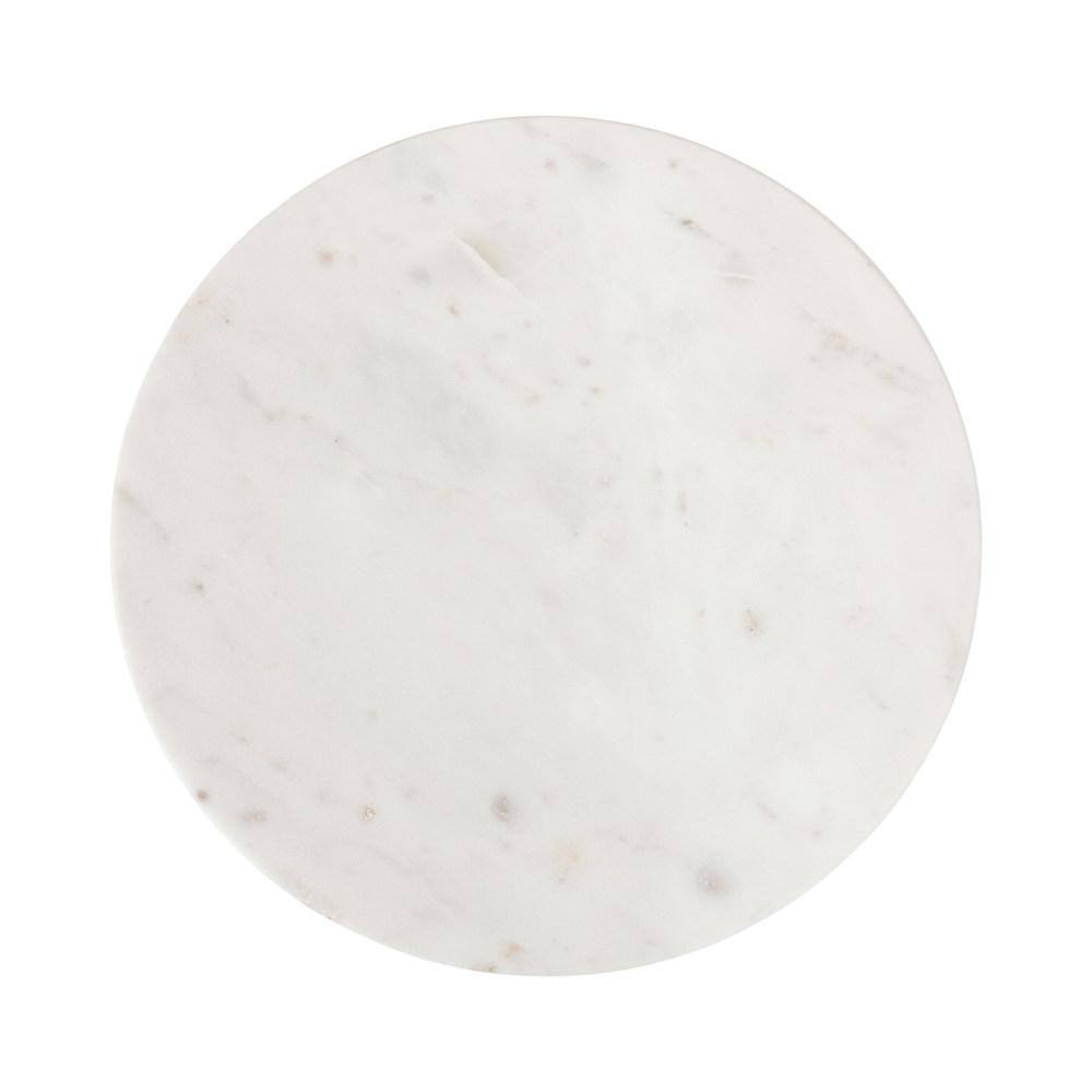 White Marble and Gold Round Drink Table, 10 x 22