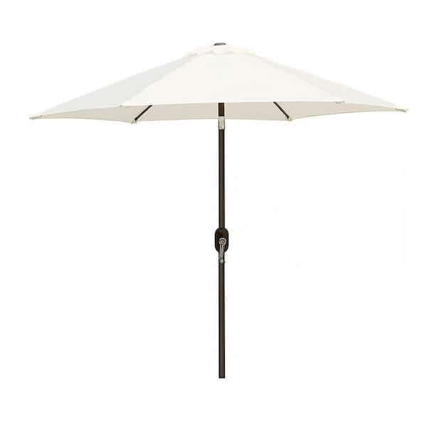 Tunearary 7.5 ft. Outdoor Patio Polyester Umbrella with 6 Steel Ribs in White for Inground Pool Balcony Backyard