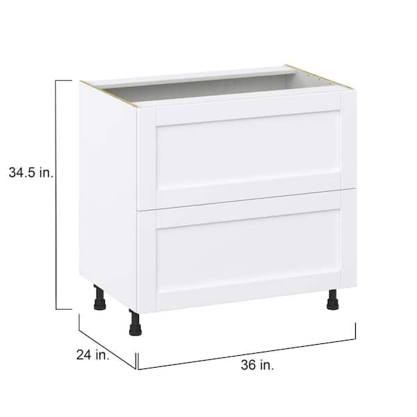J COLLECTION Mancos Bright White Shaker Assembled Base Kitchen Cabinet For Cooktop with 2 Drawers (36 in. W x 34.5 in. H x 24 in. D)