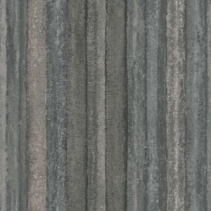 Ambiance Grey/Black Textured Nomed Stripe Vinyl Non-Pasted Wallpaper (Covers 57.75 sq.ft.)