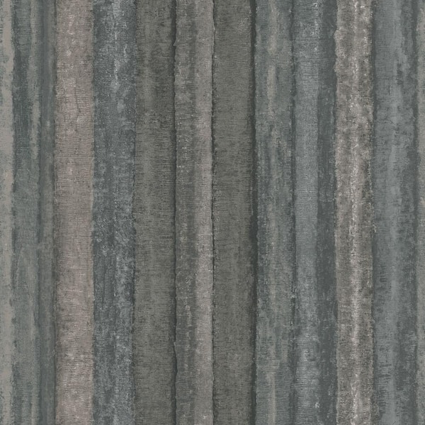 Unbranded Ambiance Grey/Black Textured Nomed Stripe Vinyl Non-Pasted Wallpaper (Covers 57.75 sq.ft.)