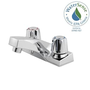 Pfirst 4 in. Centerset 2-Handle Bathroom Faucet with Metal Knobs in Polished Chrome