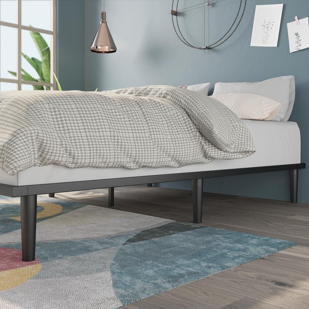 Parker Twin Platform Metal Bed Frame with Tapered Legs - Charcoal