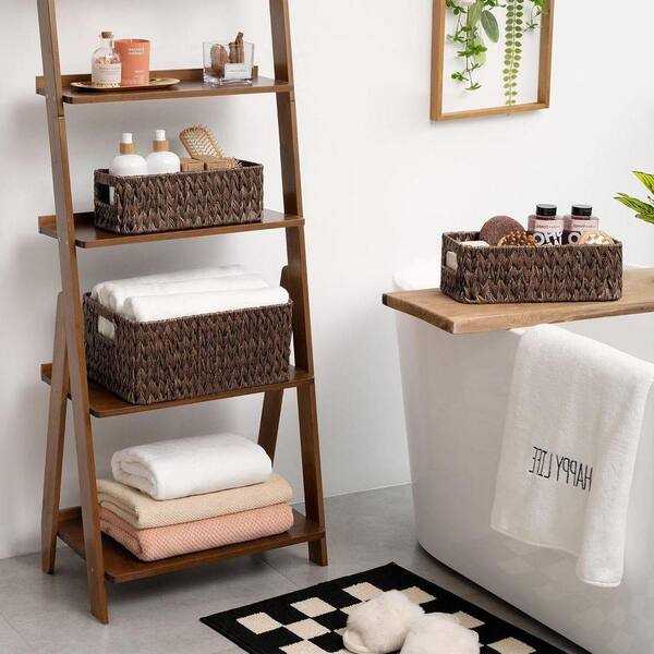Brown 14.5 in. x 6.8 in. Polypropylene Decorative Basket Set of 3
