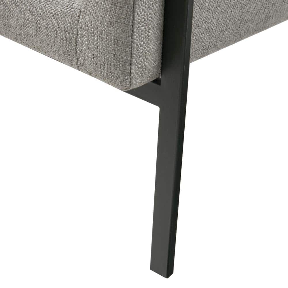 Gray Upholstered Barrel Accent Chair with Metal Frame