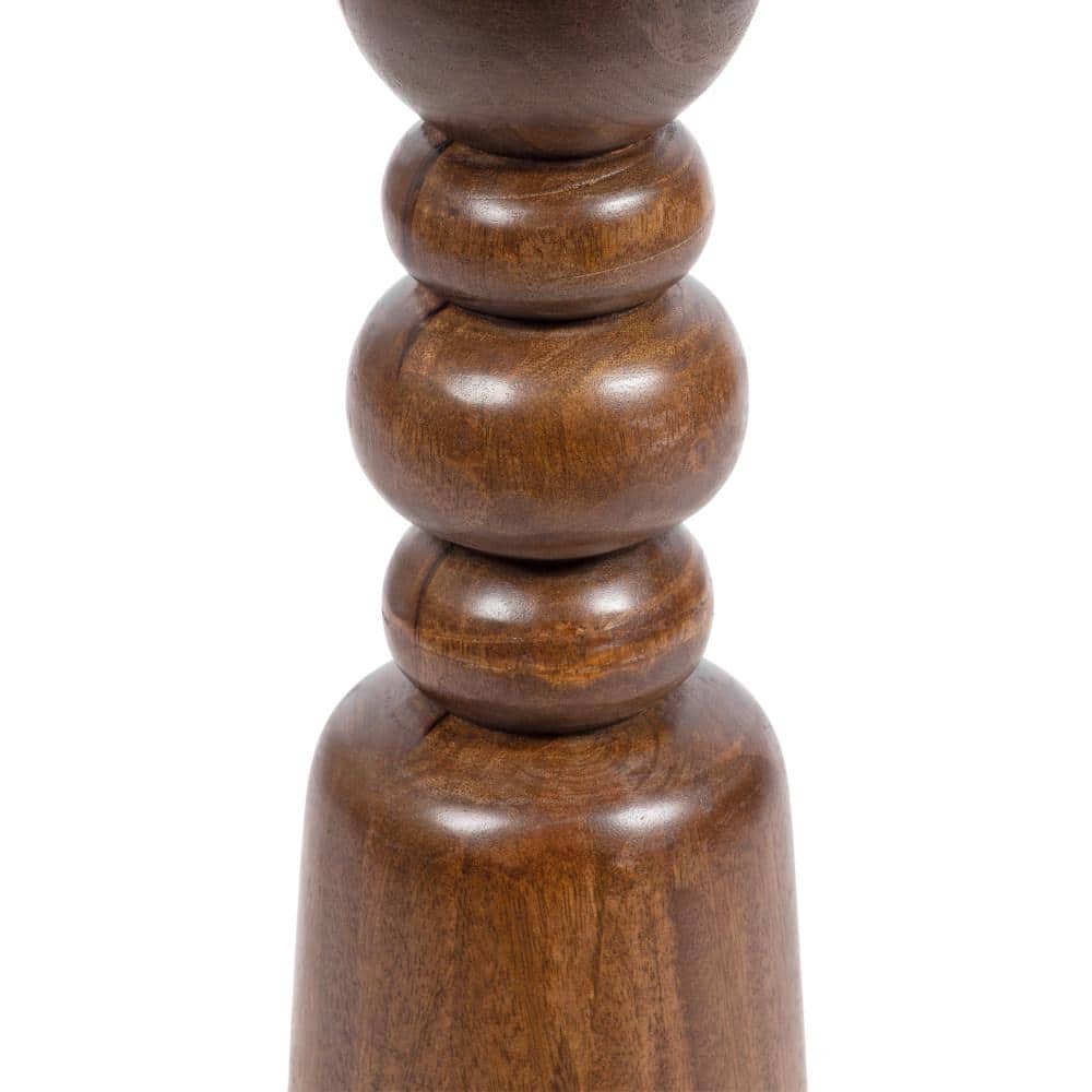 Walnut Brown Solid Mango Wood Round Accent Table, 22"