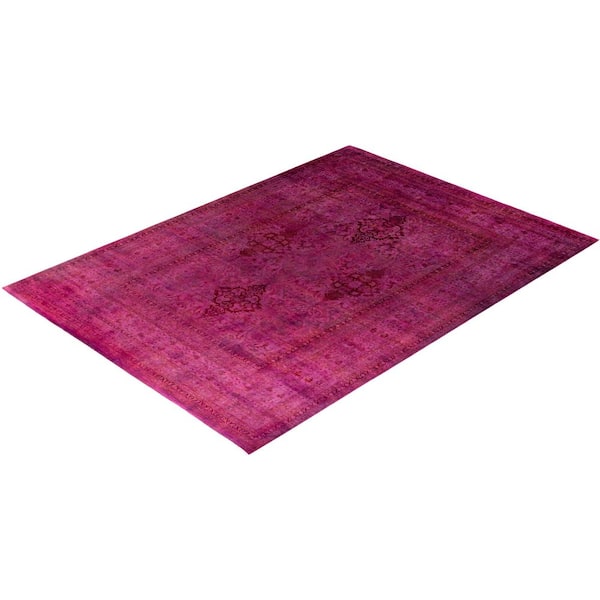 Overdyed Pink 10 ft. x 14 ft. Solid Wool Indoor Area Rug