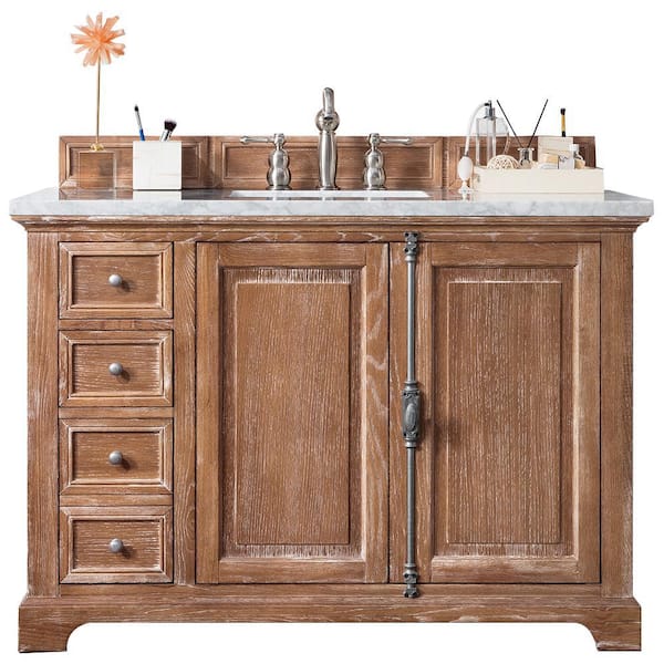 James Martin Vanities Providence 48 in. W x 23.5 in.D x 34.3 in. H Single Vanity in Driftwood with Solid SurfaceTop in Arctic Fall