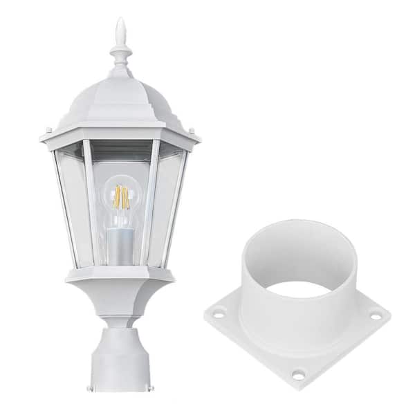 Oak Creek 21 in. 1-Light White Aluminum Hardwired Outdoor Weather Resistant Pier Mount Light with No Bulbs Included