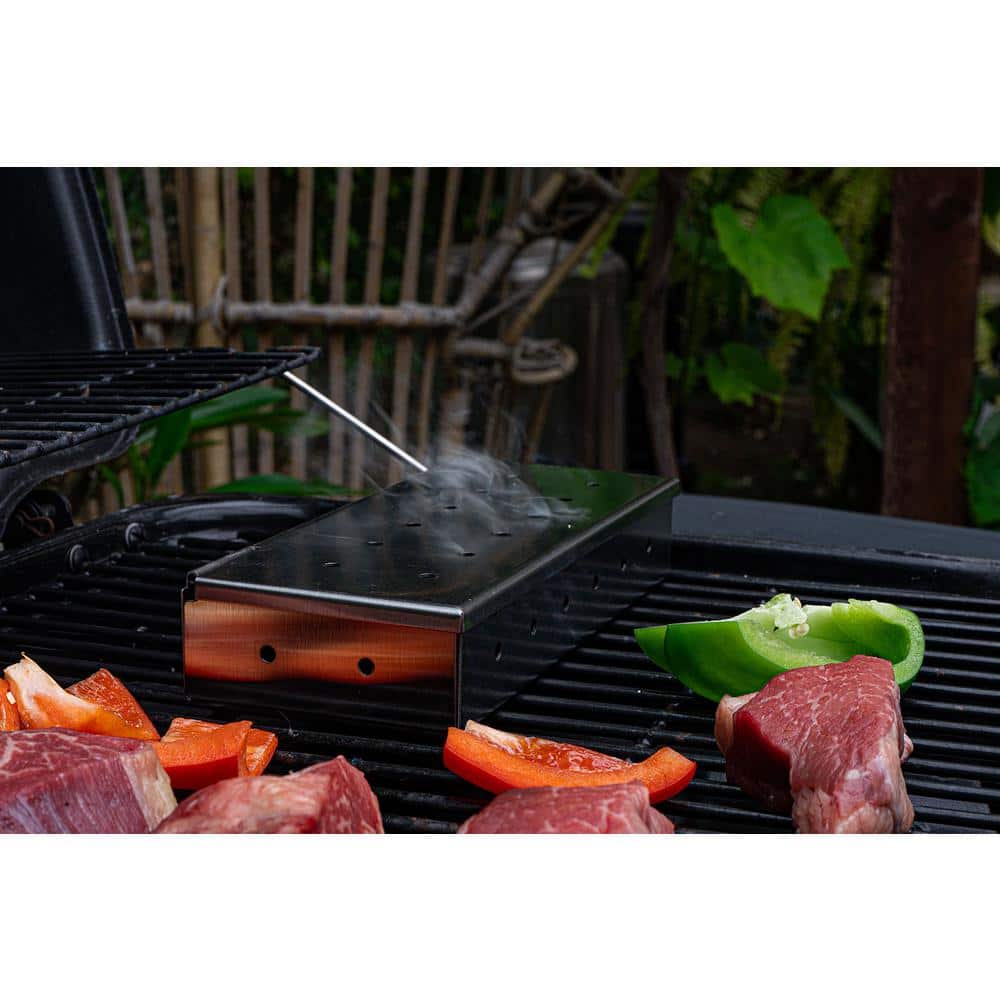 Extra-Large Stainless Steel Smoker Box with Hinged Lid