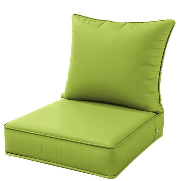WNP 22 in. x 24 in. x 4 in. Square Outdoor Deep Seating Cushion Set Seat and Back Cushion for Lounge Chair Grass Green