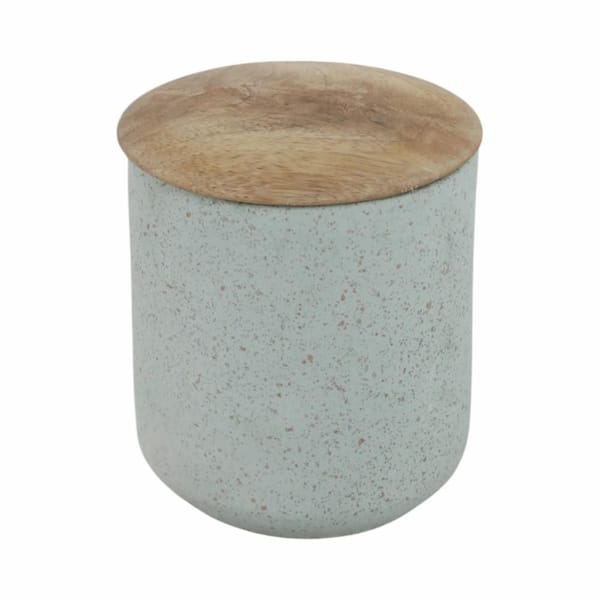 4 in. Blue Ceramic Wild Jasmine and Daisy Tall Lidded Candle 9 Oz