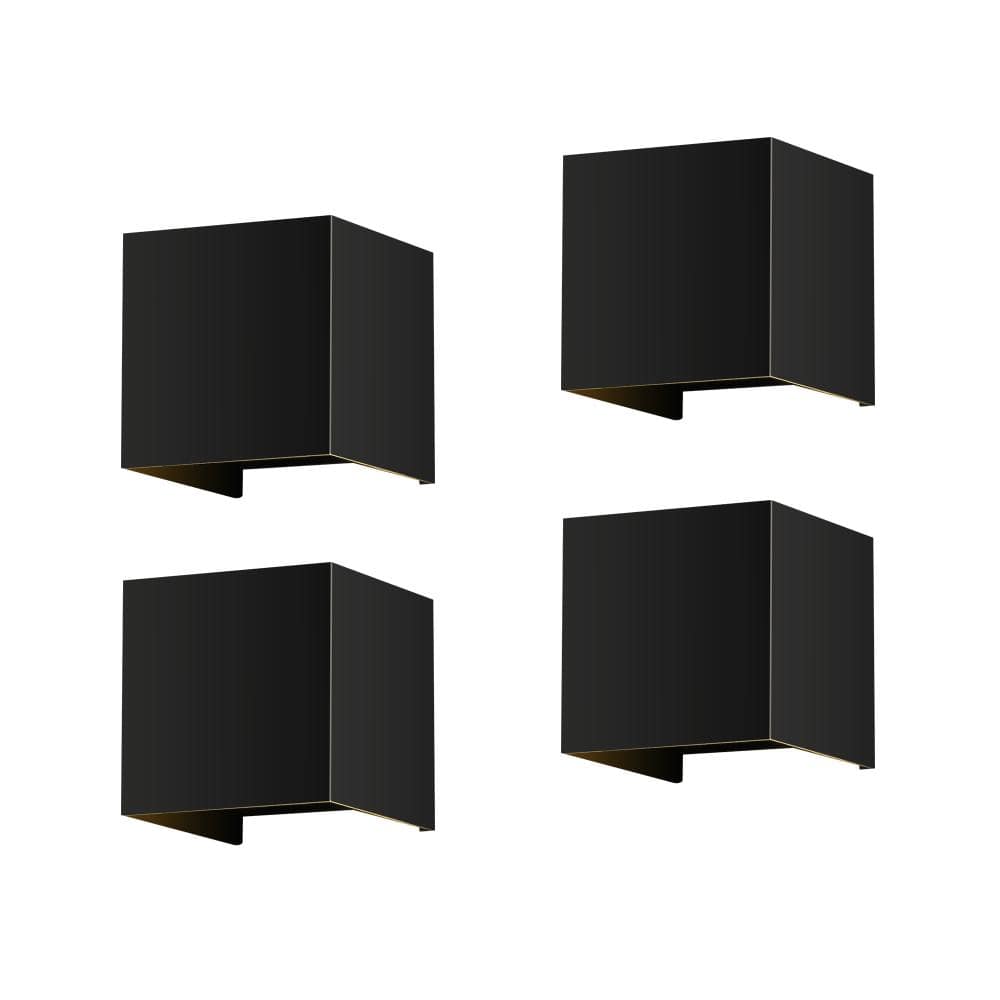 4 in. Matte Black Aluminum Cube LED Outdoor Wall Sconce with Adjustable Light Beam, 10W 3000K Up & Down Light (4-Pack) price history on PriceWatchPro