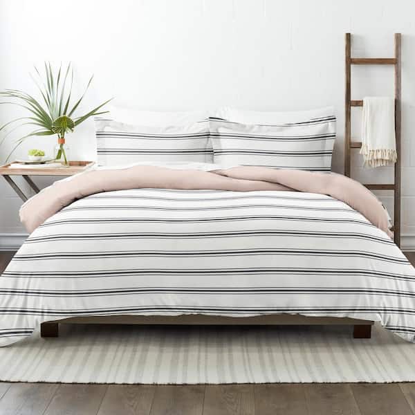 Becky Cameron Rose Desert Stripe Print 3-Piece Reversible Full/Queen Duvet Cover Set