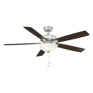Hampton Bay Abbeywood 60 in. LED Brushed Nickel Ceiling Fan With Light ...