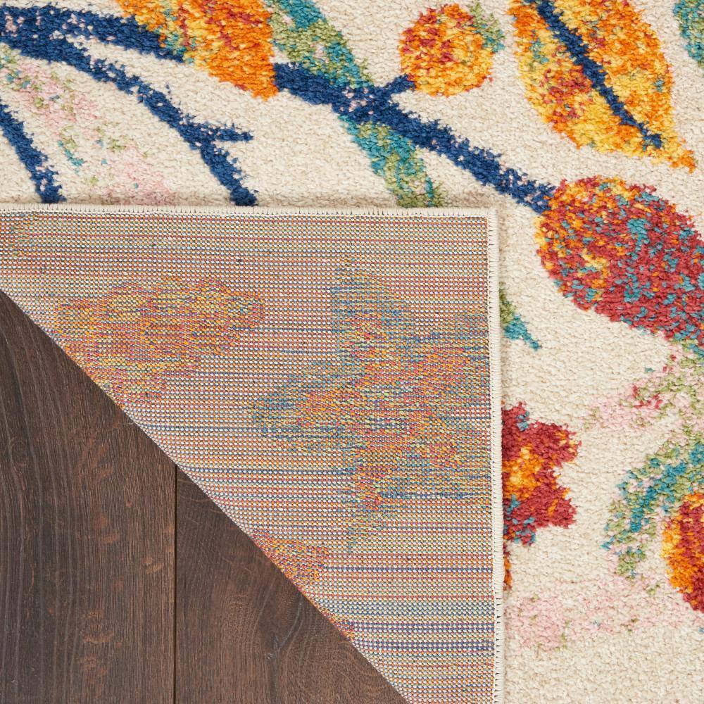 Ivory Multicolor Floral 9' x 12' Synthetic Area Rug