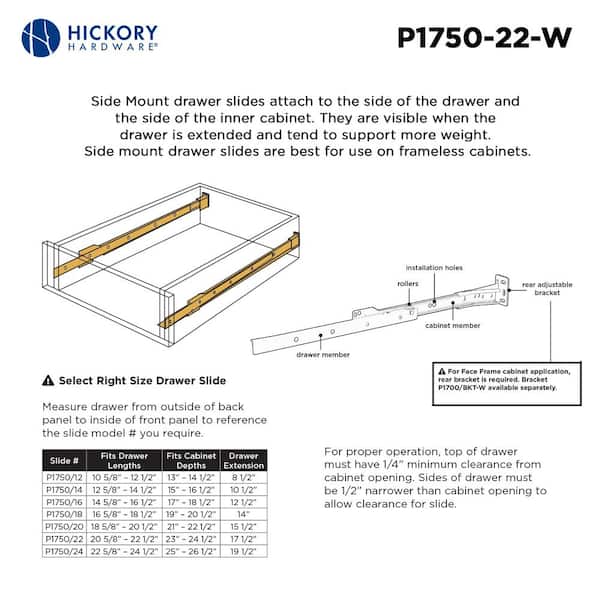22 in. Side Mount Drawer Slide (1-Pack)