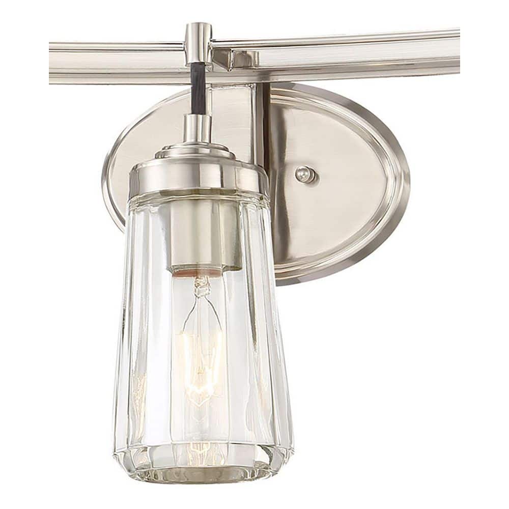 Brushed Nickel 24" Cylinder 3-Light Vanity Fixture with Clear Glass